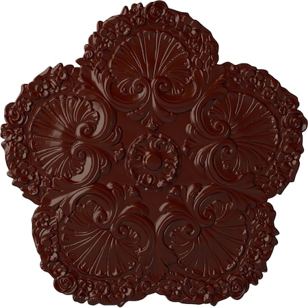 Ekena Millwork Shell Ceiling Medallion, Hand-Painted Brushed Mahogany, 25 5/8"OD x 1"P CM25SHBMF